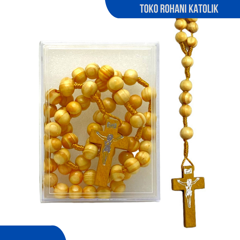 10MM STRIPE WOODEN ROSARY / CATHOLIC ROSARY / KONTAS / ROSARY สําหรับผู้หญิง
