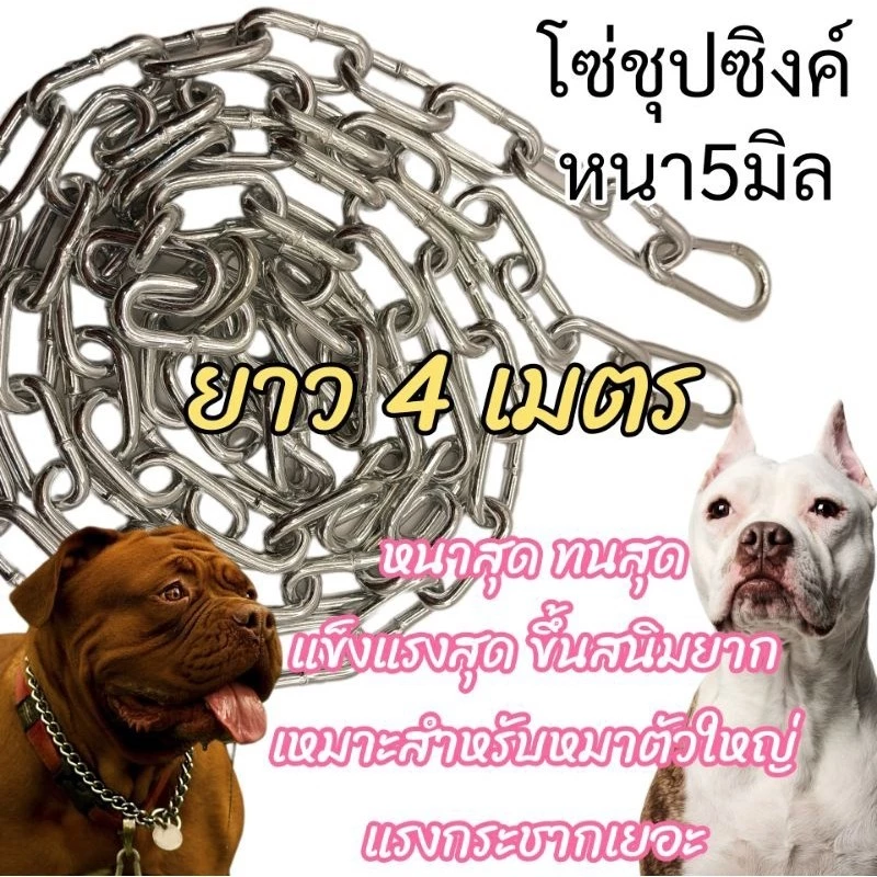 (โซ่หนา5มิล/ยาว3-4เมตร) โซ่หมา โซ่ชุปซิงค์(ขึ้นสนิมยาก) หนาแข็งแรงสำหรับสุนัขขนาดใหญ่มากๆ