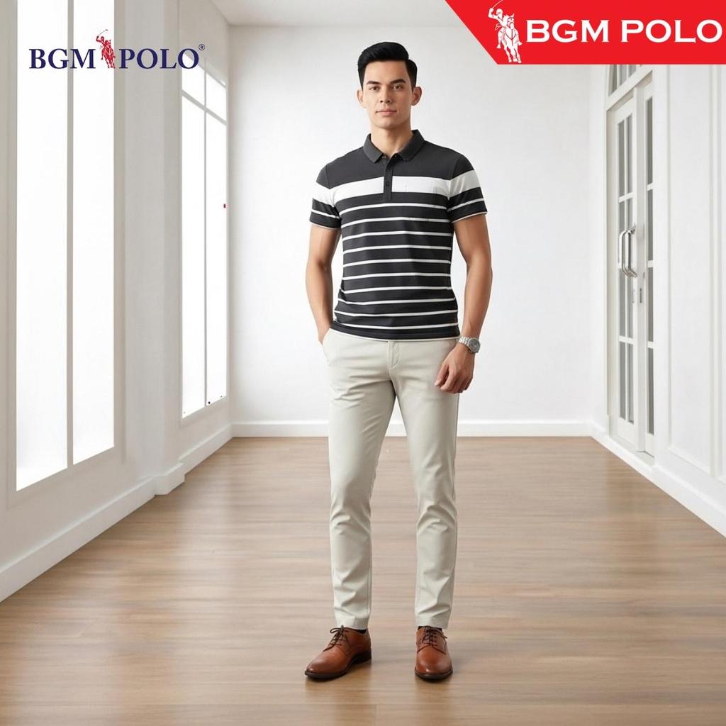 BGM POLO COLLAR เสื้อยืด STRIPED 4603-BPCS494S4603-MNCNCTW