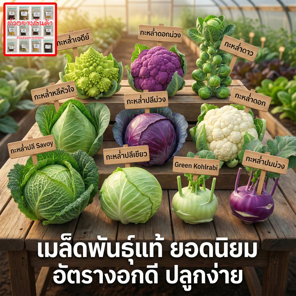 เมล็ดพันธุ์กะหล่ำ 7 สายพันธุ์ 20-100 เมล็ด งอกดี  โตไว ทนร้อน กะหล่ำเจดีย์  เก็บเกี่ยวไว ทนร้อน (10แถม1) – โปรปัง