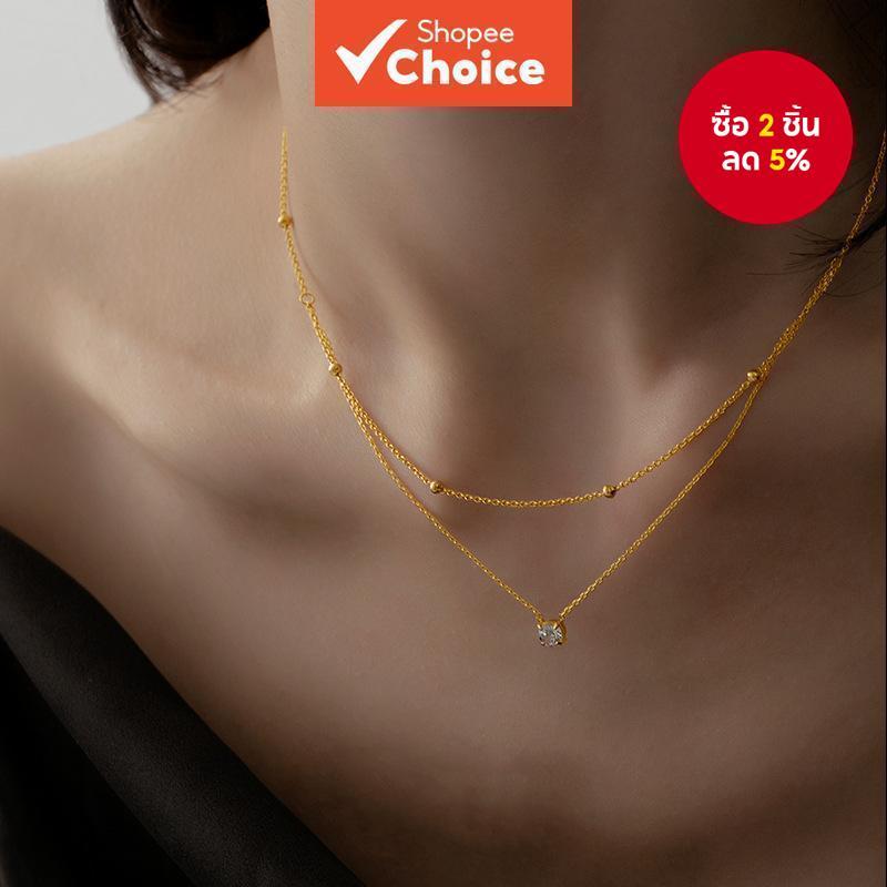 สร้อยคอหินลูกปัดหลายชั้นสแตนเลส – ทอง-ชุบ 18K, Non-Fading Minimalist ผู้หญิงs เครื่องประดับ, Chic Daily Wear อุปกรณ์เสริม