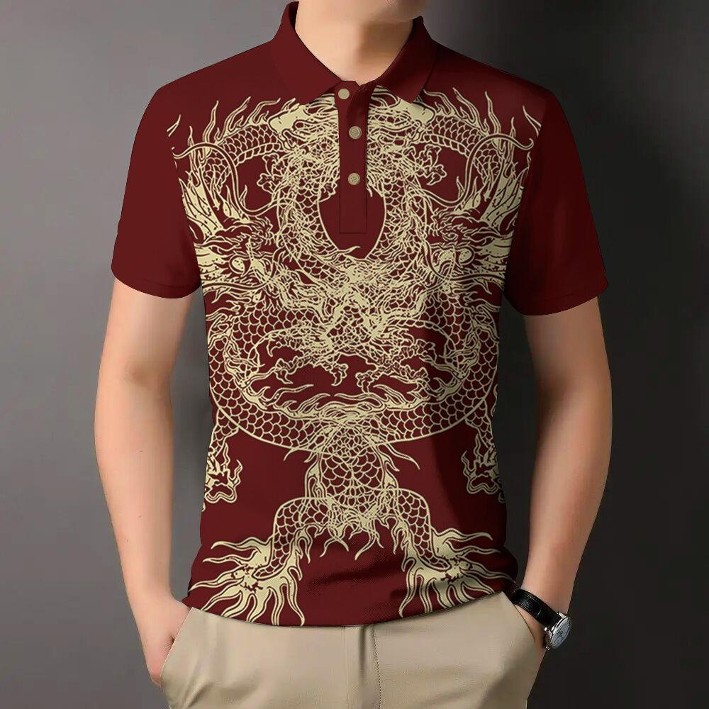 เสื้อโปโลปีมังกรมหาชน สีแดง ทรงเข้ารูปรัดตัว สำหรับใส่ลำลองและเป็นของขวัญปีใหม่ ราคา ถูกที่สุด ดีลบีเคเค แกลเลอรีภาพที่ 7