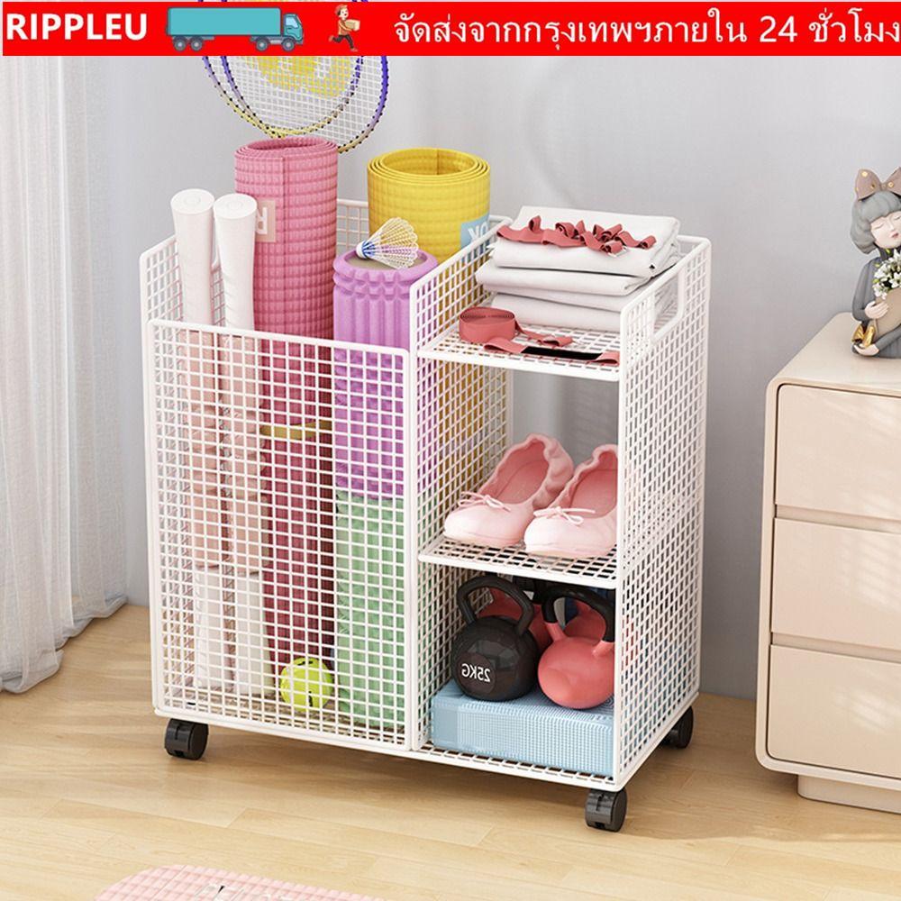 RIPPL ตะกร้าเก็บเสื่อโยคะ,โลหะหลายชั้นอุปกรณ์ออกกําลังกายชั้นเก็บ,อเนกประสงค์มีล้อ Home Organizer Home Storage