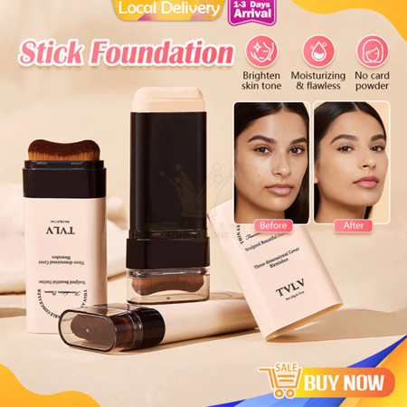 【จัดส่งในวันเดียวกัน】Tvlv 5 สี Matte Foundation ครีม Stick กันน้ํา Lasting Oil-control ฝาครอบสิวฐาน Moisturize Foundatio