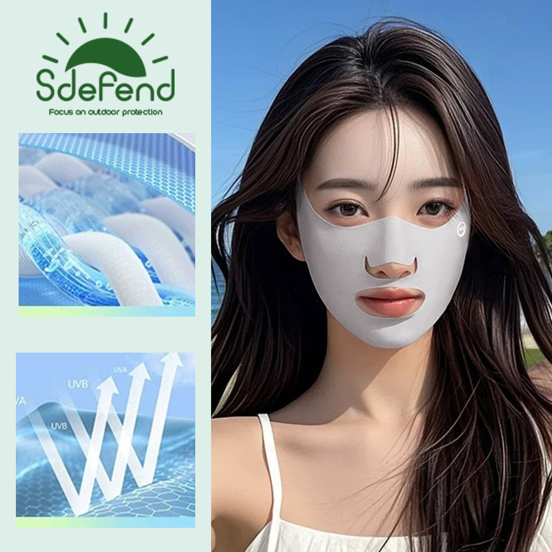 หน้ากากกันแดดผ้าไหมน้ำแข็ง ปกป้องรังสียูวี ระบายอากาศดี สวมใส่วิ่งหรือเล่นกอล์фกลางแจ้ง