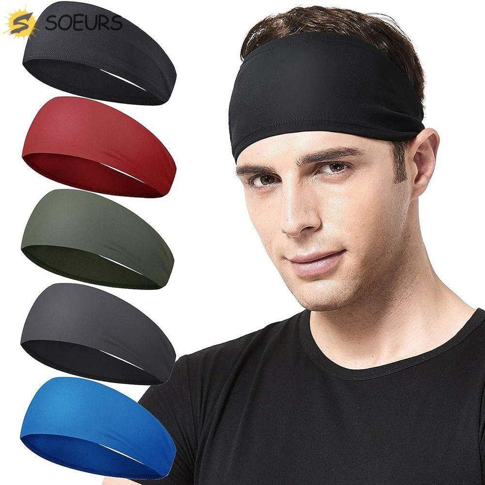 SOEURS ที่คาดผมออกกําลังกายสําหรับผู้ชาย,ดูดซับความชื้นไม่ลื่นยืด Sweatband, นุ่มยืดหยุ่น Breathable สบายผู้ชายs กีฬา Hairband ขี่จักรยาน