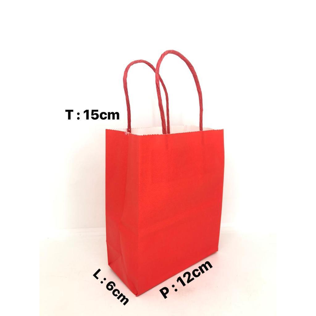 กระเป๋าใส่กระดาษ 12 ชิ้น สีแดง KRAFT STRAP 12X6X15 YYP