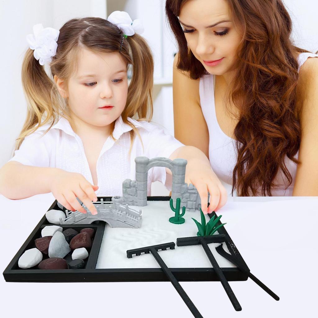 Miniature Zen Garden ชุดเดสก์ท็อปญี่ปุ่นขนาดเล็ก Zen Garden ญี่ปุ่นโต๊ะ Rock Sand Zen Decor ขนาดเล็ก