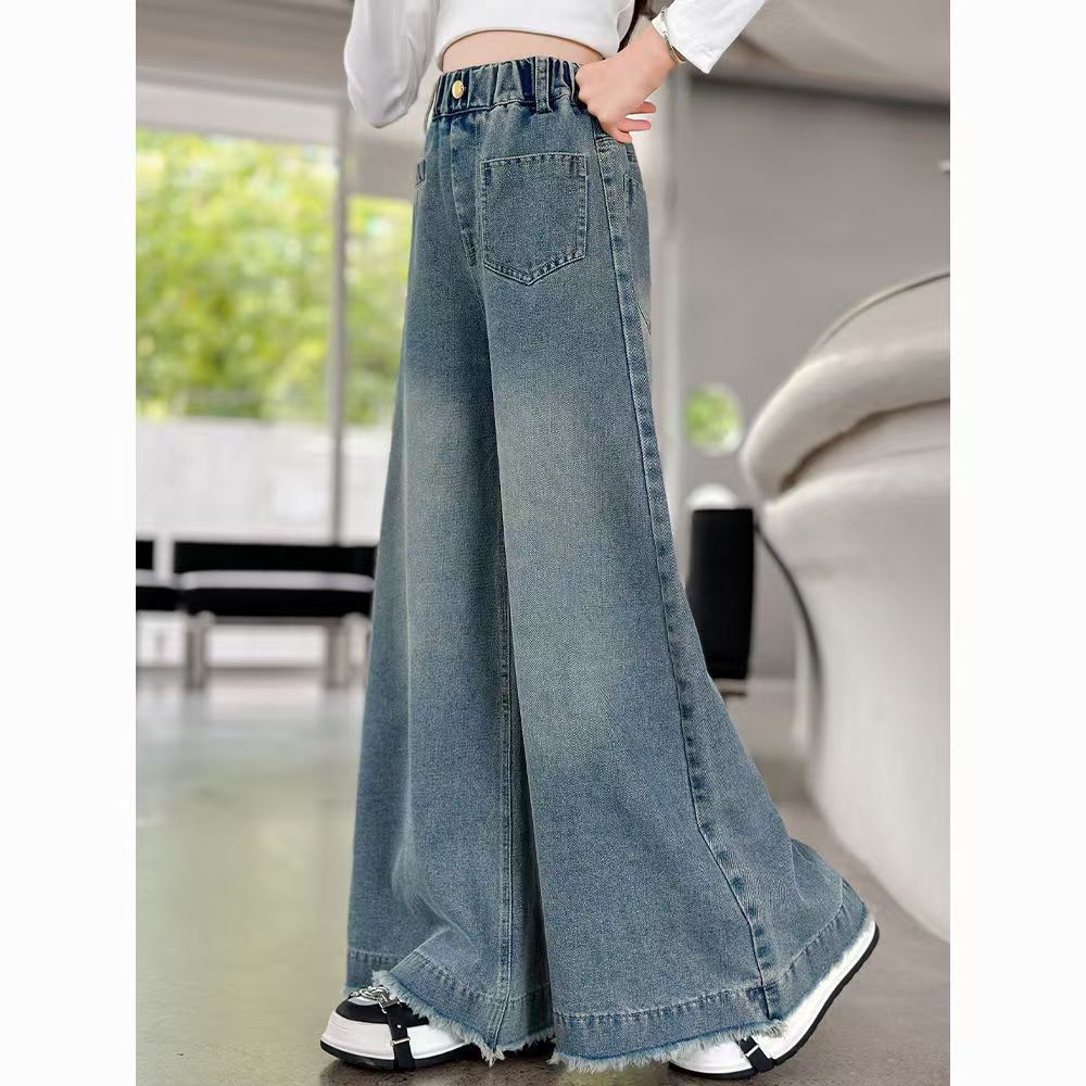 2026แฟชั่น2026สไตล์ใหม่แฟชั่นตรงดูเพรียวบางกางเกงสาว6-12ปีอินเทรนด์สไตล์ความรู้สึกระดับไฮเอนด์ปลาค็อ