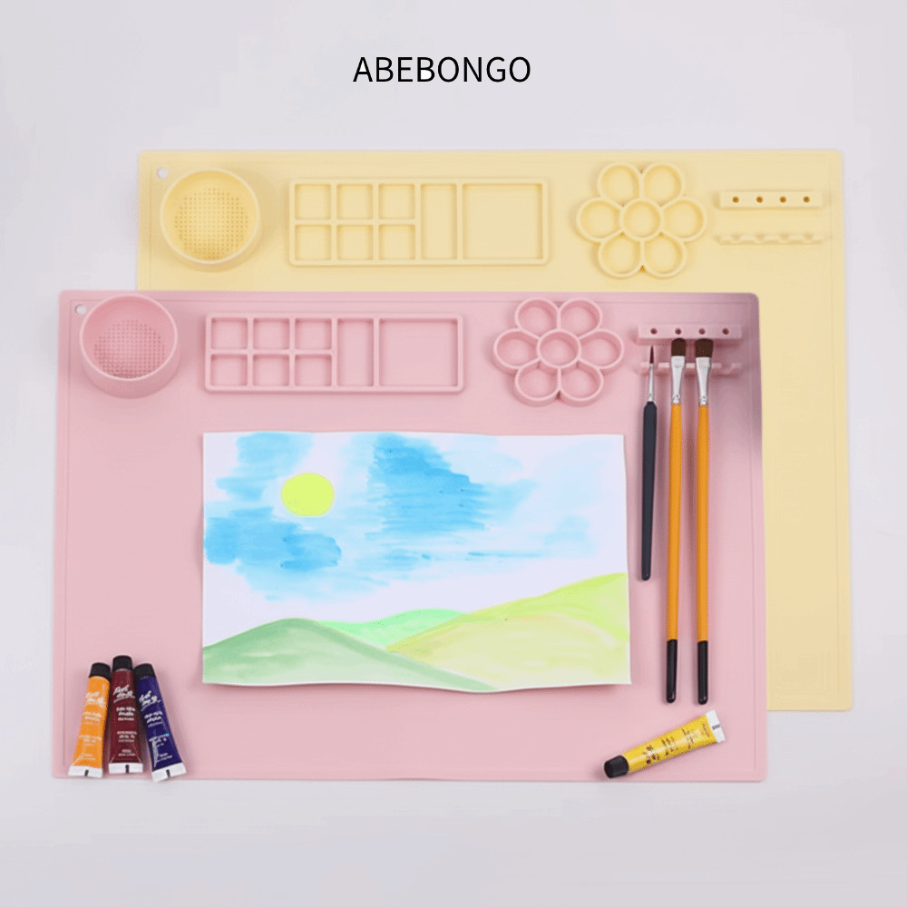 ABEBONGO ซิลิโคนจิตรกรรมเสื่อ,ภาพวาดศิลปะสีหัตถกรรมแผ่น,แบบพกพาทําด้วยมือ DIY สีผู้ถือแปรง Graffiti Art MAT น้ํามัน/สี/Graffiti Art