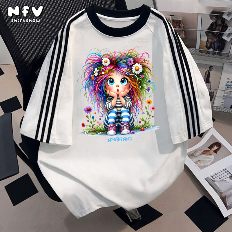 NFV พร้อมส่ง✨ลายการ์ตูนน่ารัก เสื้อยืดทรงหลวมสำหรับฤดูร้อน ใส่สบายไม่รัดตัว ระบายอากาศ สะดวกสบาย YG4086 - รูปที่ 6