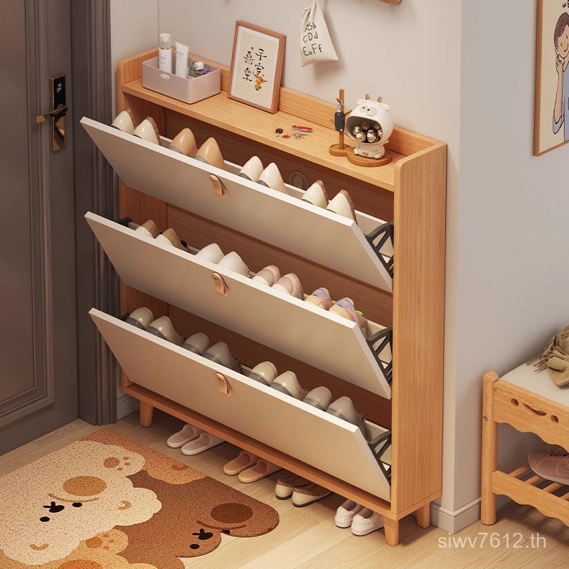 ตู้ Locker ชั้นวางรองเท้าตู้จัดเก็บประตู Ultra-Thin Dumping Entrance ตู้รองเท้า Multi-Layer ครัวเรือ