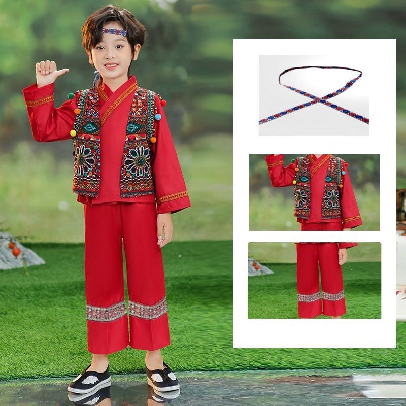 ชุดประจําชาติฤดูใบไม้ร่วงสําหรับเด็ก Guangxi Zhuang HaniChildren秋HanAnimation NoodleTian Jundan Dang