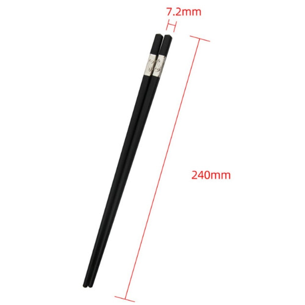 S0134 ตะเกียบจีน ตะเกียบญี่ปุ่น สีดำขอบทอง สวยหรู กันลื่น ไม่เป็นเชื้อรา ปลอดภัย Food Grade - รูปที่ 3