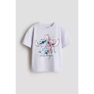 H&M(เอชแอนด์เอ็ม) เสื้อยืดผ้าฝ้ายพิมพ์ลาย Girls Print-motif cotton T-shirt 1326349_2