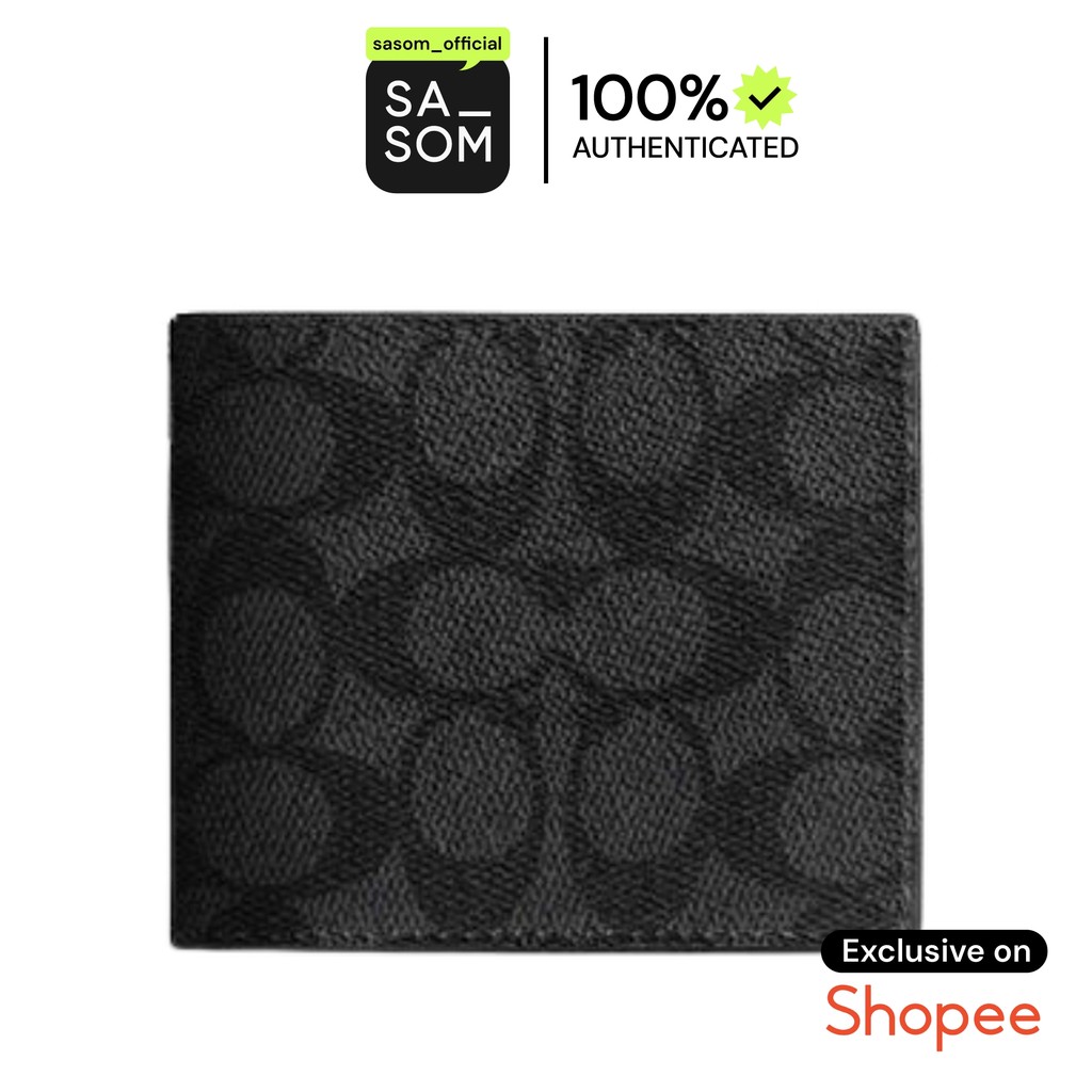 Coach Id Billfold Wallet In Signature Canvas Black | ของแท้ ตรวจสอบโดย SASOM