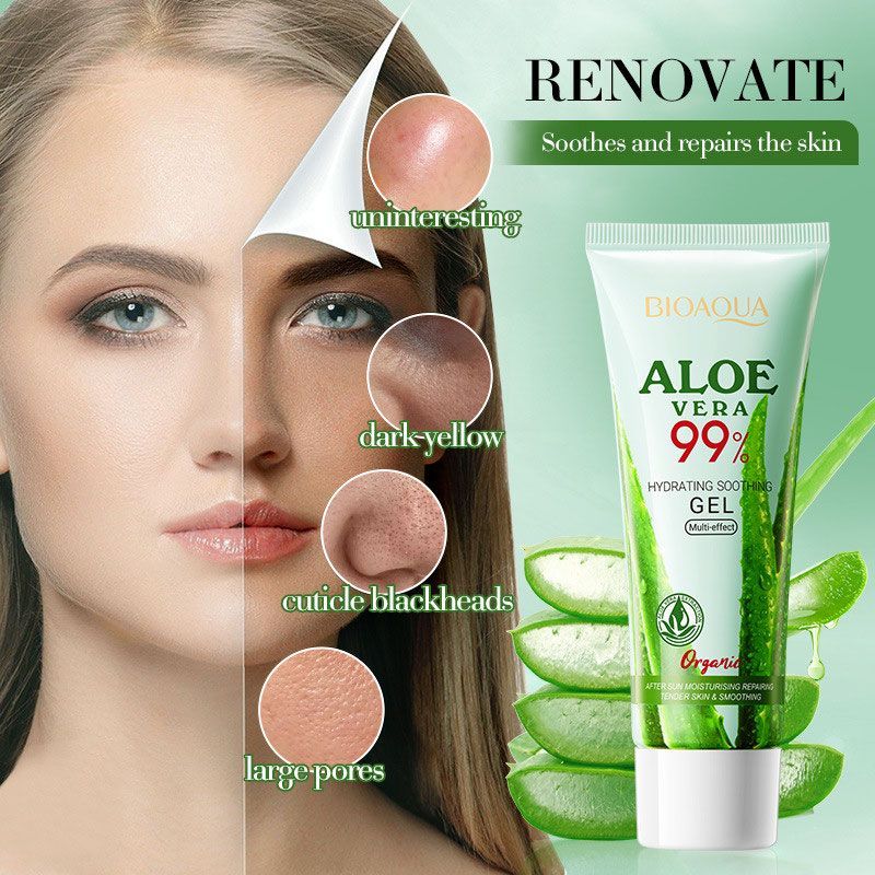 BIOAOUA Hydrating Soothing Aloe Vera กาว Moisturizing Skin Rejuvenating Moisturizing Lotion ครีมชุด 