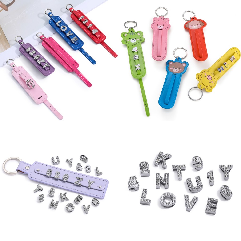พวงกุญแจหนัง PU ลายสัตว์ DIY ชื่อและตัวเลข ของขวัญสุดพิเศษ สำหรับห้อยกระเป๋า คุณภาพดี ของขวัญวันเกิด