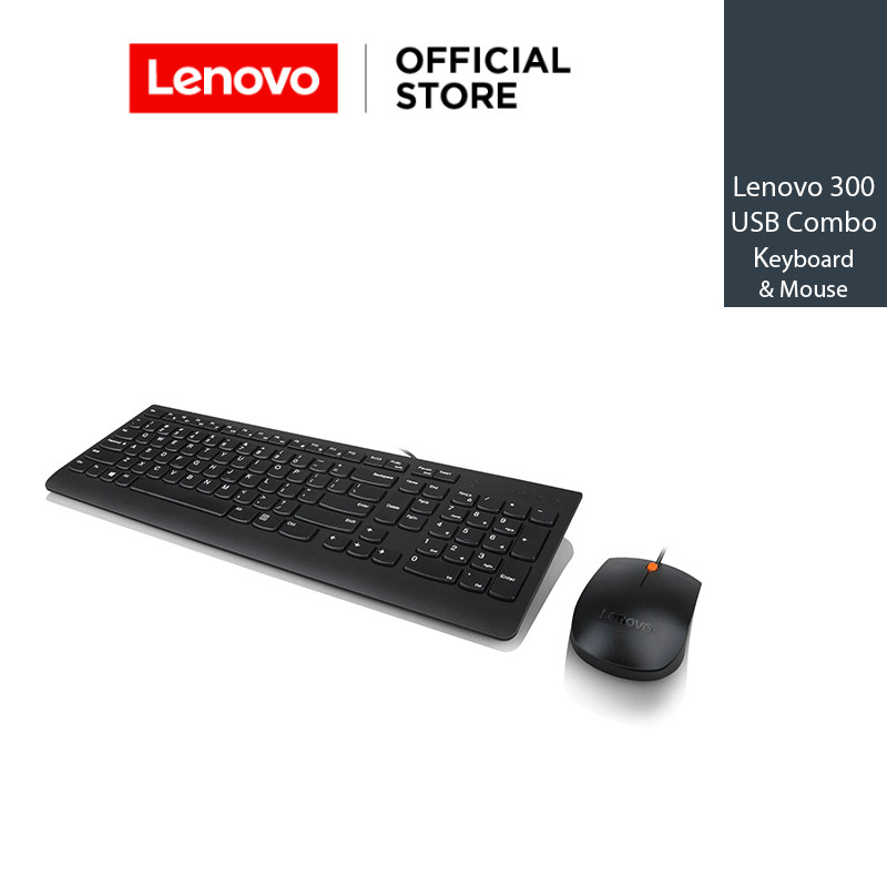 Lenovo 300 Combo Mouse Keyboard USB | ENG | Black - (GX30M39641)