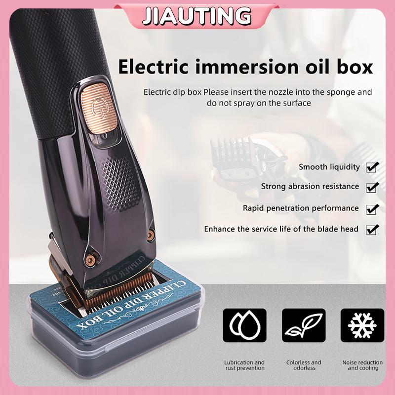 JIAUTING Lubricating Clipper กล่องน้ํามันสําหรับผม de Oil de Rust ป้องกันซ่อมไฟฟ้า Push ร้านตัดผมกล่องเก็บน้ํามัน JIAUTING
