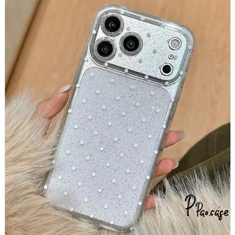เคสไอโฟน15เคสผงกระจก ดาวจุดกลม สีพาสเทล ดาวโบว์ สำหรับ IPhone 13 17 AIR 16 12 11 15 14 Pro Max XR X XS 6 7 8 15 14 Plus
