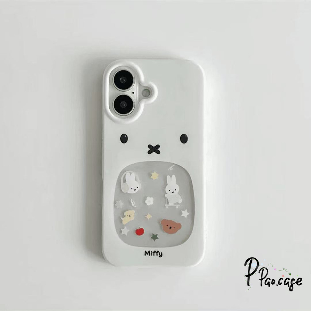 เคส Clear Soft TPU Miffy กระจกเลื่อนน่ารัก สำหรับIPhone 17 16 XR 15 13 11 12 14 Pro Max X XS Max 14 15 16 7 8 Plus SE