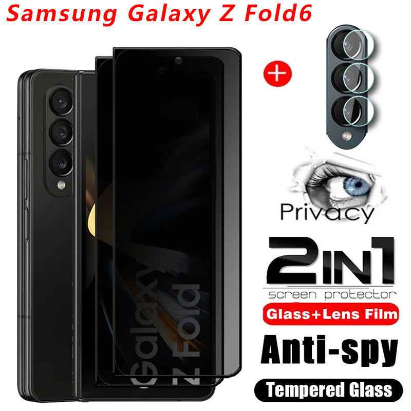 Samsung Galaxy Z พับ 7 6 5 4 3 5G 2024 ความเป็นส่วนตัวกระจกนิรภัยป้องกันหน้าจอ 2in1 คลุมทั้งหมดฟิล์มป้องกันโทรศัพท์สําหรับ Samsung Z Fold7 Fold6 Fold5 Fold4 Fold3 เลนส์กล้อง