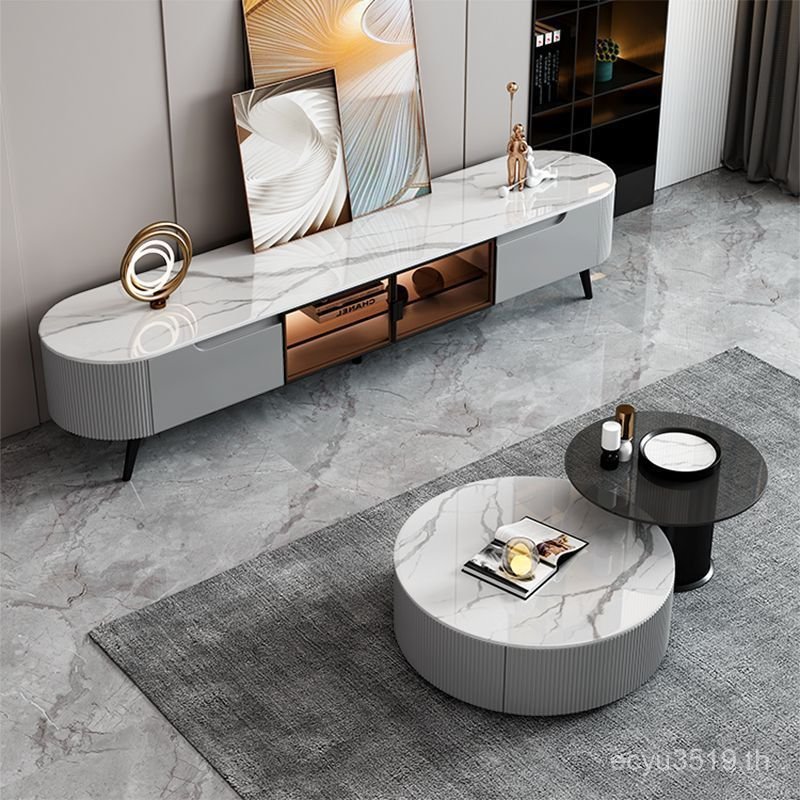 Yan Erbaidi ชั้นห้องนั่งเล่นหรูหราโต๊ะกาแฟรอบโมเดิร์นขนาดใหญ่ตู้ทีวีขนาดเล็ก Simple Combination Apar