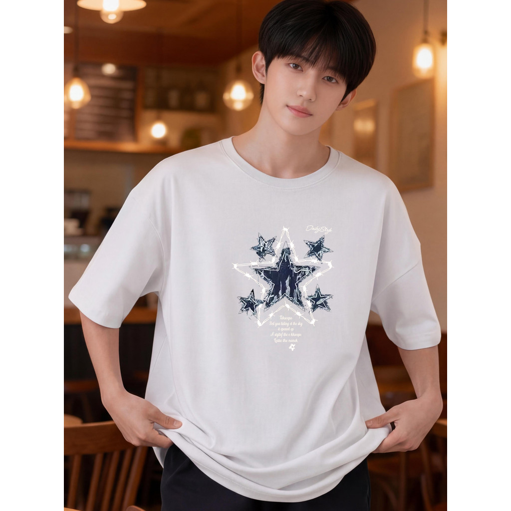 2Y352 [AIYOU] Lelaki Baju T เสื้อผู้ชาย Tshirt ขนาดใหญ่รอบคอผู้ชาย Crop Top Tops Plus ขนาดเสื้อยืดเส