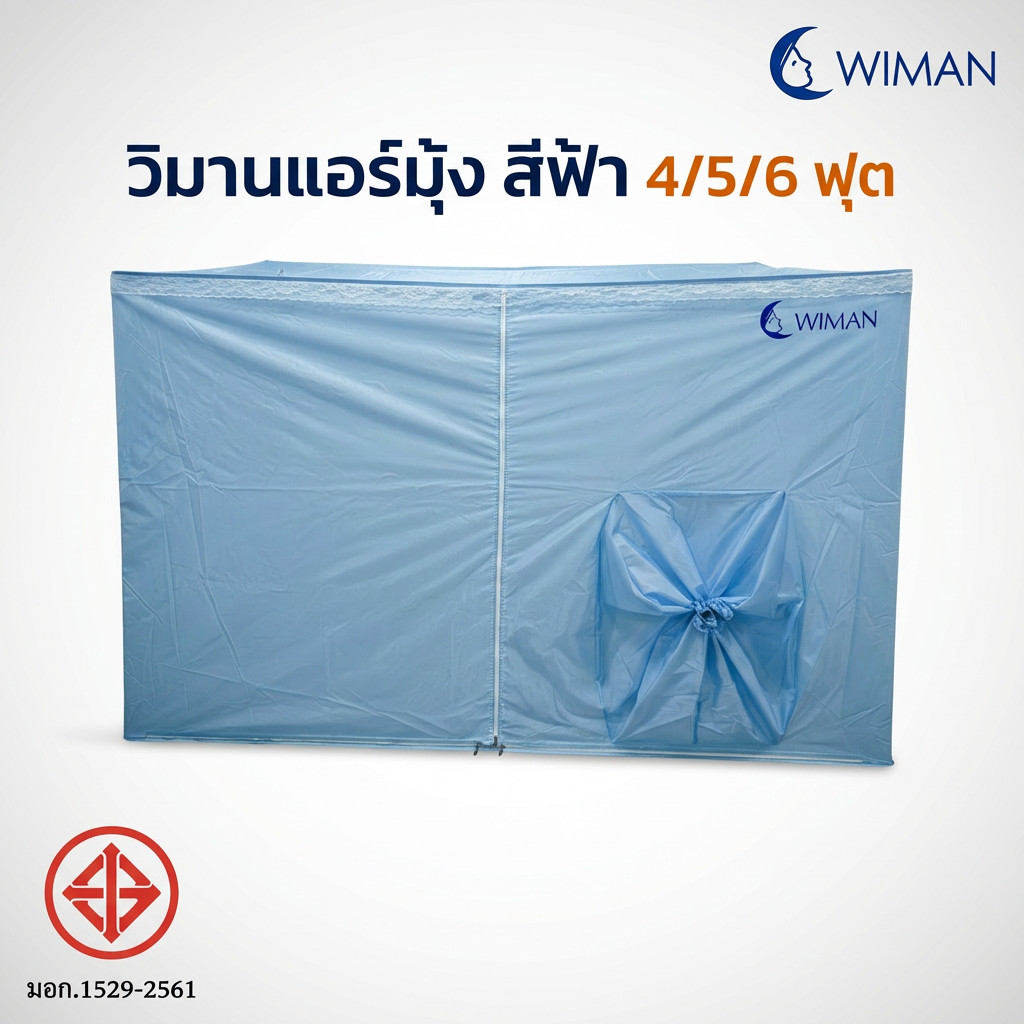 มุ้งแอร์เก็บเย็น คุณภาพสูงจาก วิมานแอร์ WIMAN แอร์มุ้งสีฟ้า