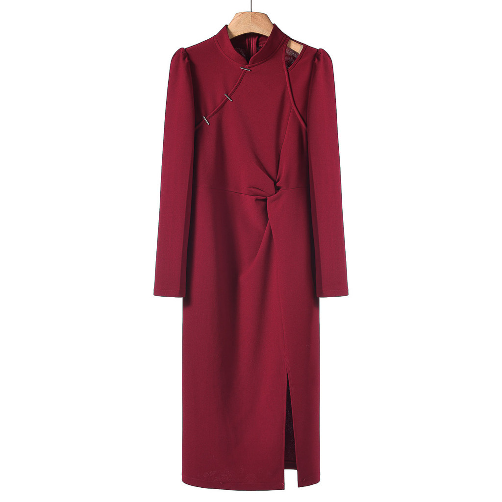 ตรุษจีน ชุด ชุดจีน West Lake Pavilion Old [โชคดี] ฤดูใบไม้ผลิ * Shao ผูกเอว cheongsam คอเปิดไหล่แยกช