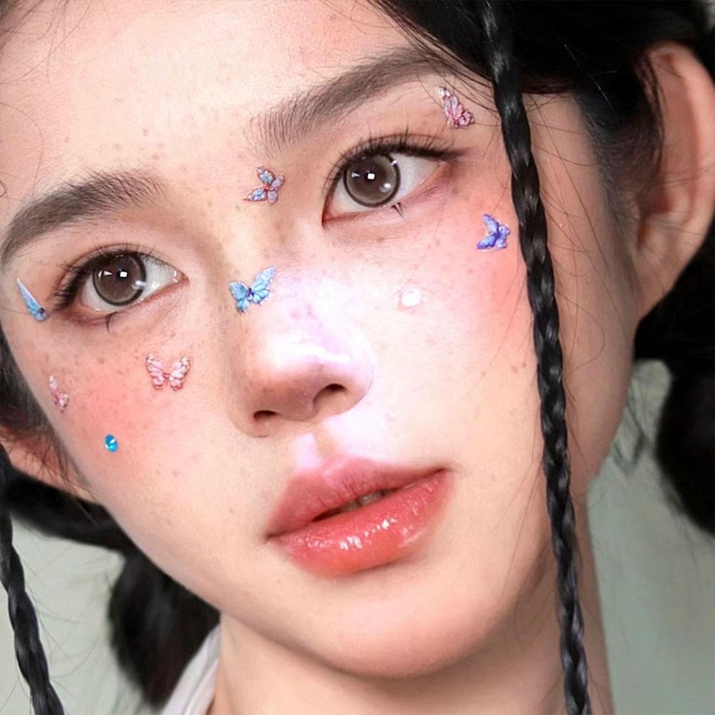 สติกเกอร์ผีเสื้อไหลแสง 5d สติ๊กเกอร์ติดเล็บกลวงสติกเกอร์แต่งตาและใบหน้า Y6j0