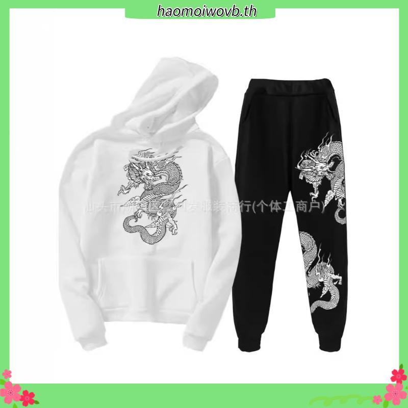 XOM509 เสื้อฮู้ดดี้ เสื้อฮู้ดแขนยาว ลายมังกรสะท้อนแสง XOMBRAND