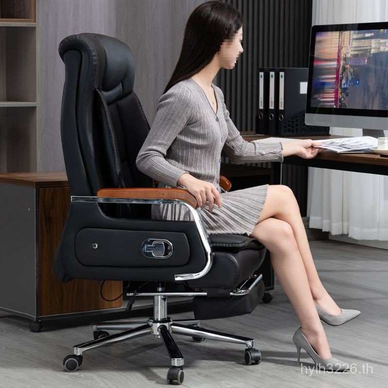 ประธานธุรกิจงีบเก้าอี้ทํางานหนังวัว Reclining Boss เก้าอี้สํานักงานสามารถใช้ในครัวเรือนเก้าอี้ที่นั่