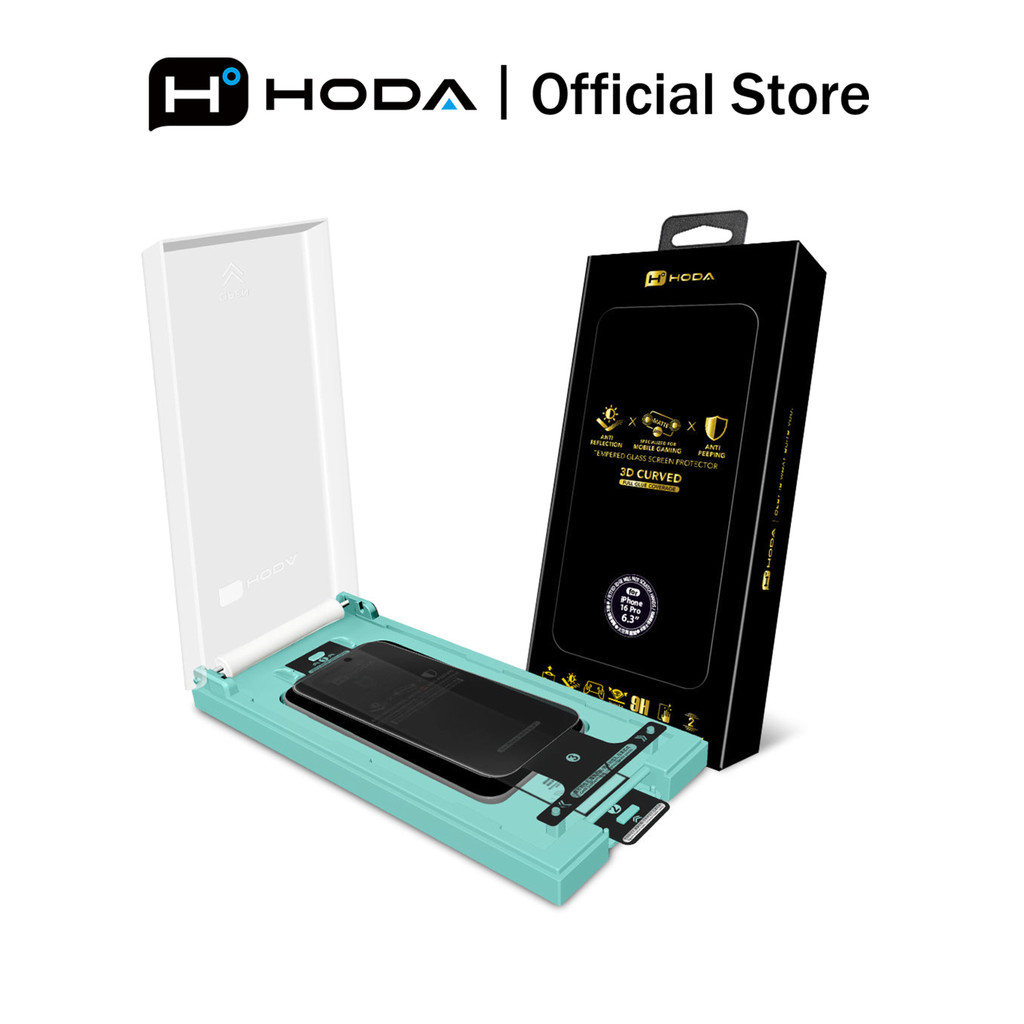 HODAiPhone 16 Series3D Full Glue Matte Anti-Peeper พร้อม Anti-ReflectionFull Coverage Tempered Glass Screen Protector (6.3"/6.9") พร้อมตัวช่วยไร้ฝุ่น