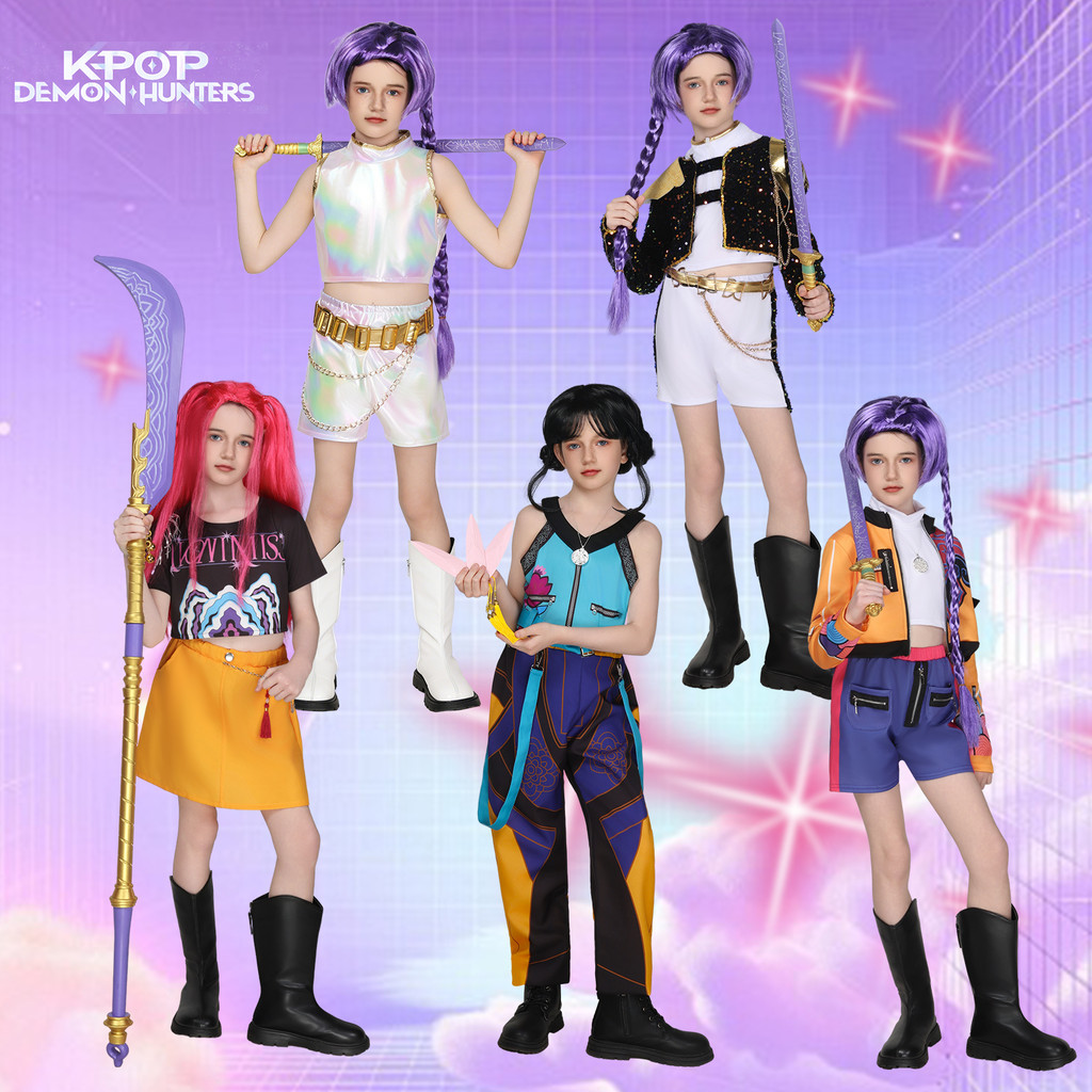 🌟พร้อมส่ง🌟คอสเพลย์เด็กหญิง Mira Rumi Zoey KPop Demon Hunter - เครื่องแต่งกายอนิเมะฮาโลวีนเด็ก