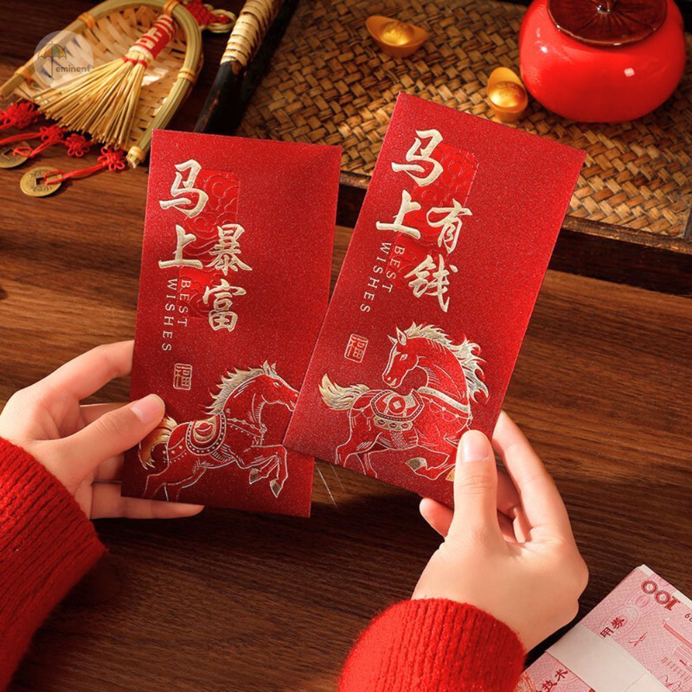 ซองอั่งเปาตรุษจีน ซองแดง ปีมะเมีย 2026 แพ็ค 6 ใบ เรียบหรู สีสันสดใส ต้อนรับเทศกาลตรุษจีนม้าทอง พร้อมส่ง!! - รูปที่ 3