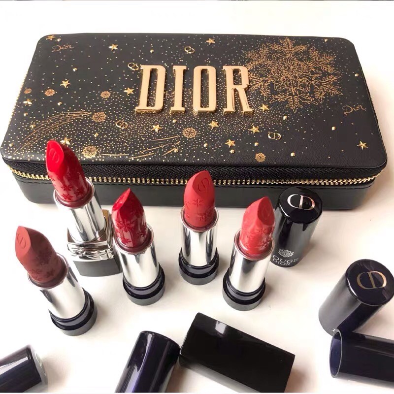 Ds Little Dis Home 2050 Christmas Limited Limited Snowflake Lipstick Set Box 6 ชิ้นกล่องของขวัญ 999 