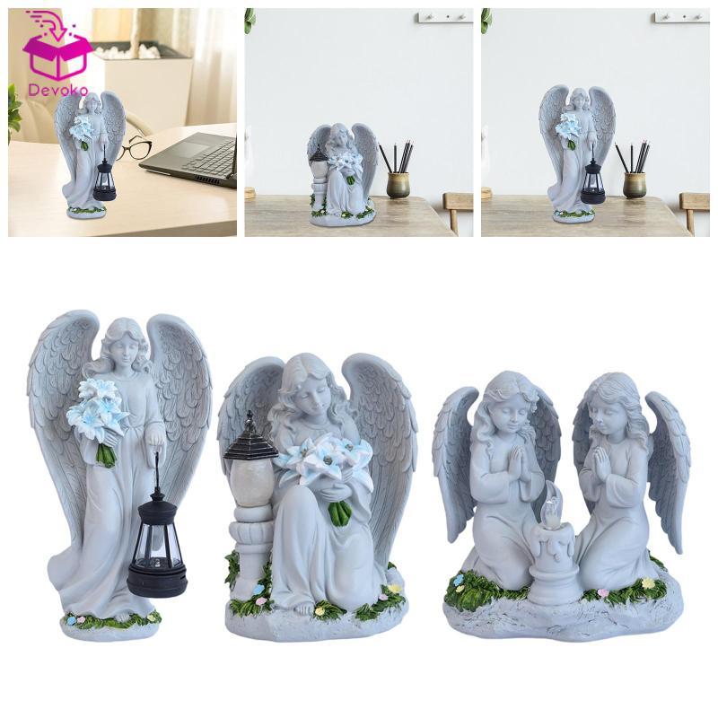 [chiwanji2mf] Solar Garden รูปปั้นเทวดากลางแจ้งประติมากรรมเครื่องประดับตกแต่งเรซิ่น Angel