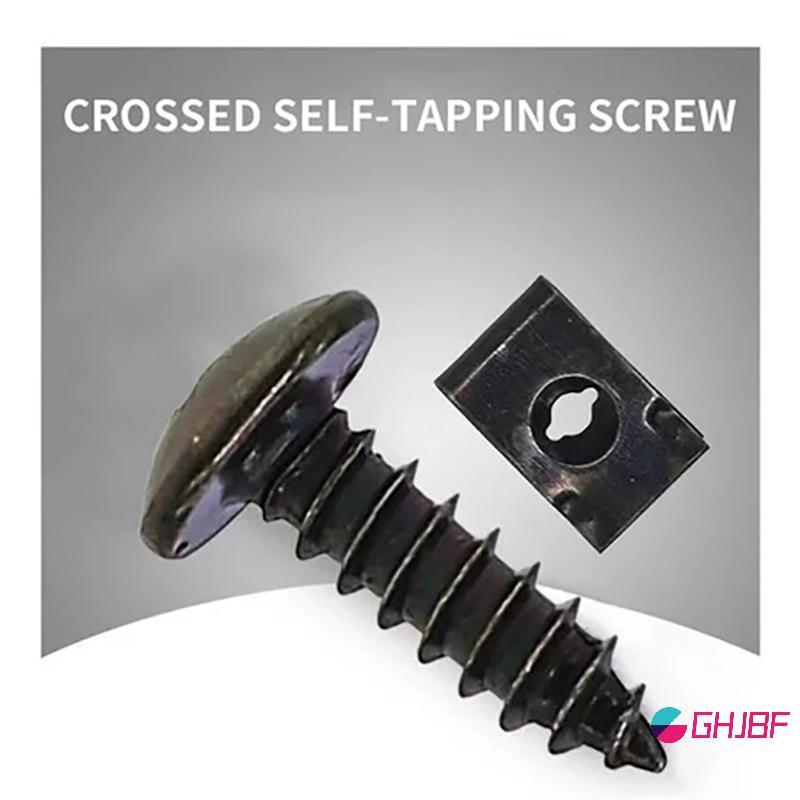 GHJBF] 100/200Pcs H4 M5 Self Tapping สกรูโลหะ Fastener คลิปชุด U-Type คลิปและสกรูสําหรับ Fixing รถรถ