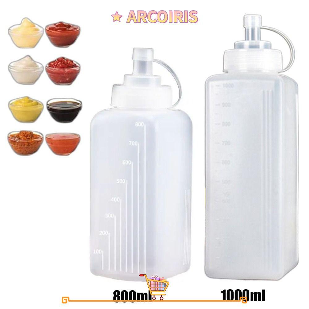 ARCOIRIS 800/1000ml ขวดบีบซอส, ขวดใส่เครื่องปรุงป้องกันการรั่ว PE, อุปกรณ์ครัวขนมกันฝุ่นความจุขนาดให