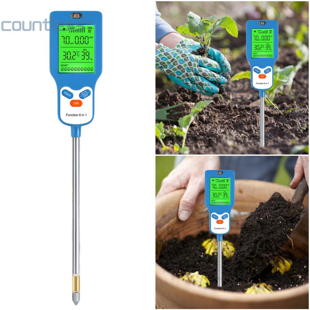 COD 6 in 1 Soil Tester PH Meter/Fertility/Temp/Moisture/Sunlight/Hummidity Soil Test Meter สําหรับบ้