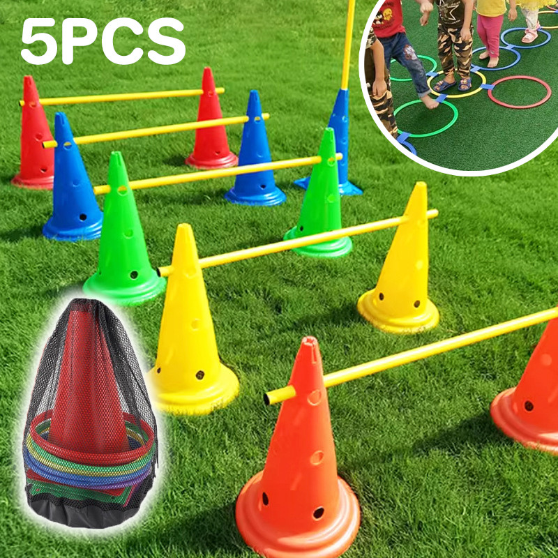 COD😃กรวยฝึกซ้อม 5PCS 30ซม มีรู ทนทาน ฝึกความว่องไว กรวยซ้อมกีฬา อุปกรณ์การฝึกอบรม