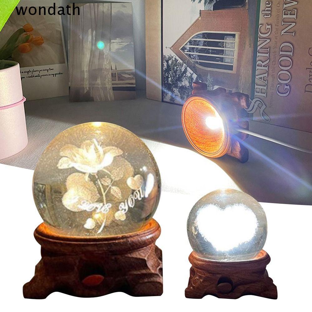 WONDA Crystal Ball Base Wood Luminous LED Crystal Sphere Base