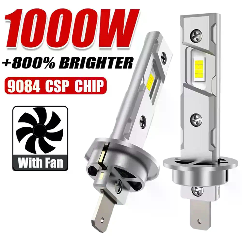 H1/H7 ไฟหน้ารถ LED หลอดไฟ CAN Bus Lights เล่นโคมไฟขนาดเล็ก 800000LM โคมไฟปลั๊กพัดลมซุปเปอร์รถยนต์ 60