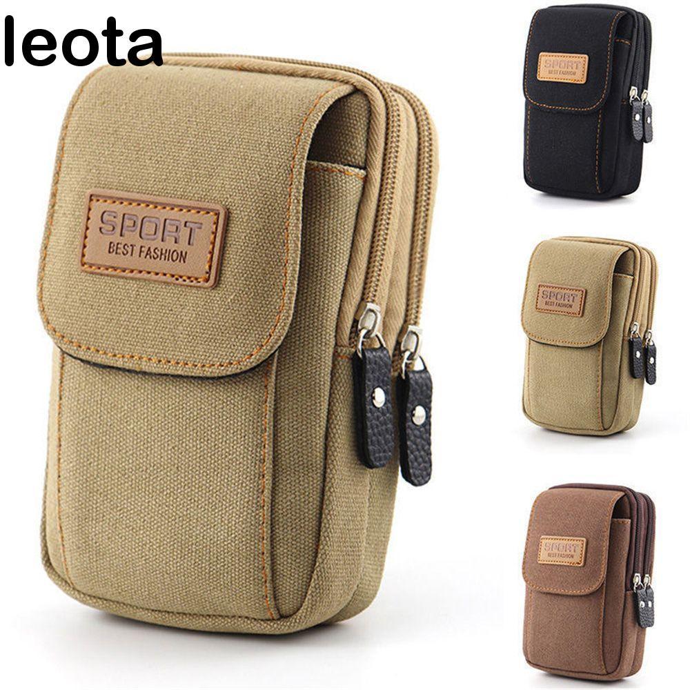 LEOTA กระเป๋าโทรศัพท์มือถือ Universal Men Phone Pouch Belt กระเป๋าคาดเอว Canvas Phone Belt Bag