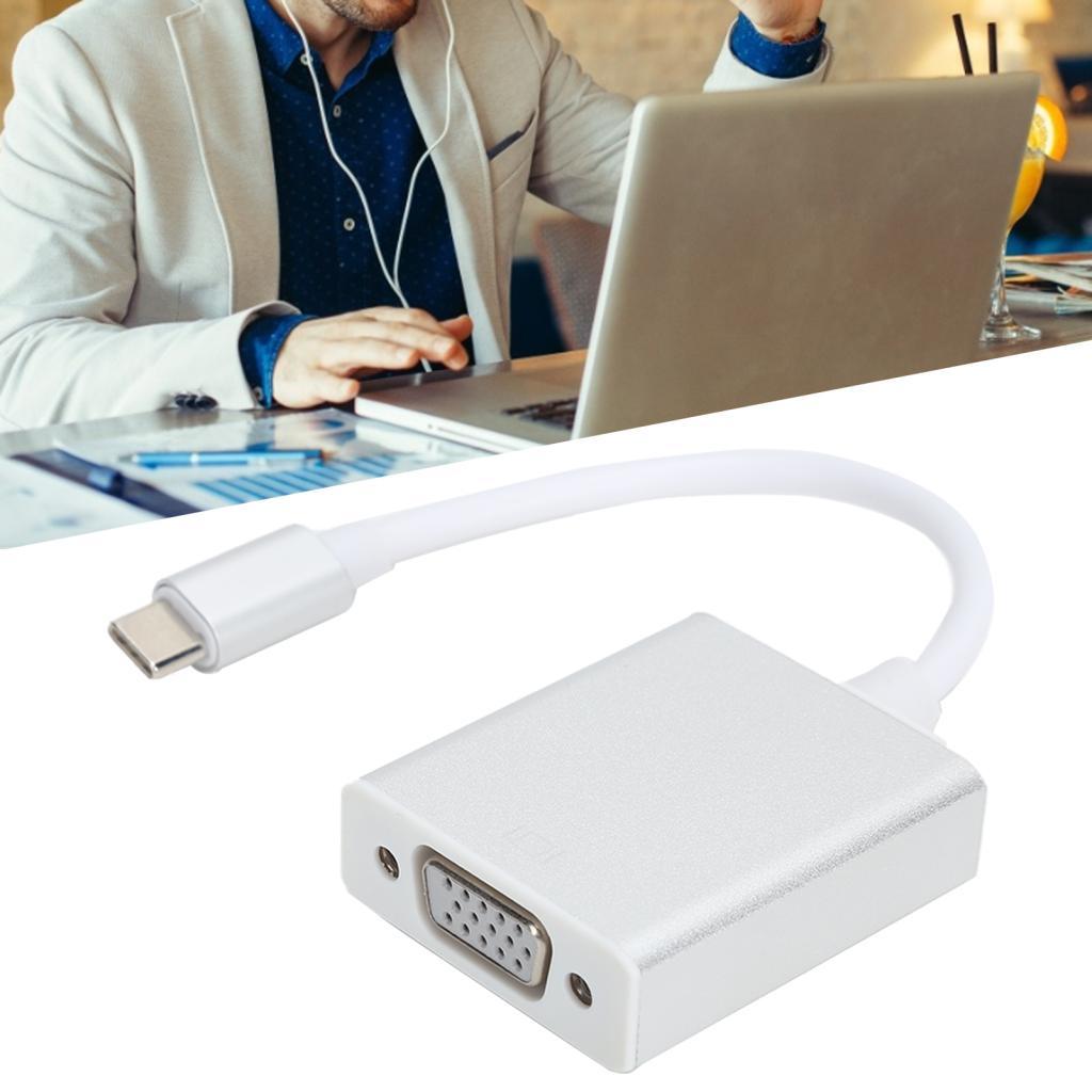 Stylish365 VGA Converter อะแดปเตอร์ TypeC ความเข้ากันได้ที่แข็งแกร่งขนาดกะทัดรัดแบบพกพาสําหรับอุปกรณ
