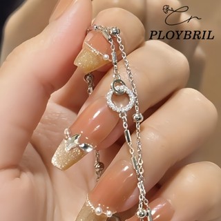 สร้อยข้อมือโซ่สองชั้นที่เรียบง่าย-กําไลข้อมือ พลอยเทียม ประก…