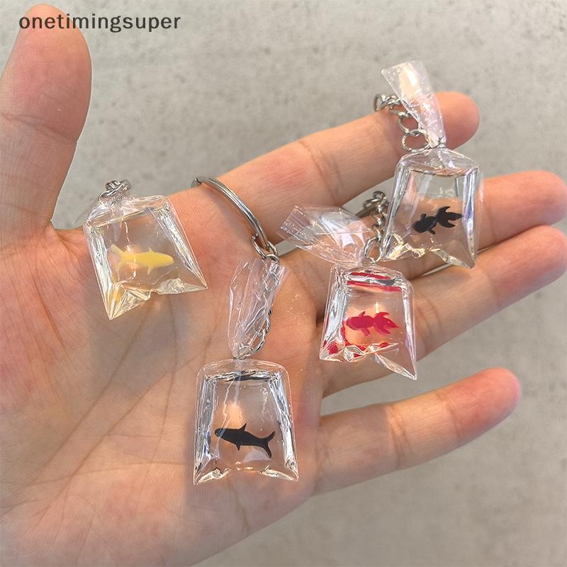 Onetimingsuper พวงกุญแจปลาคาร์พปลาทอง - จี้ปลาโปร่งใสสําหรับของขวัญตกแต่งบาภา OTP