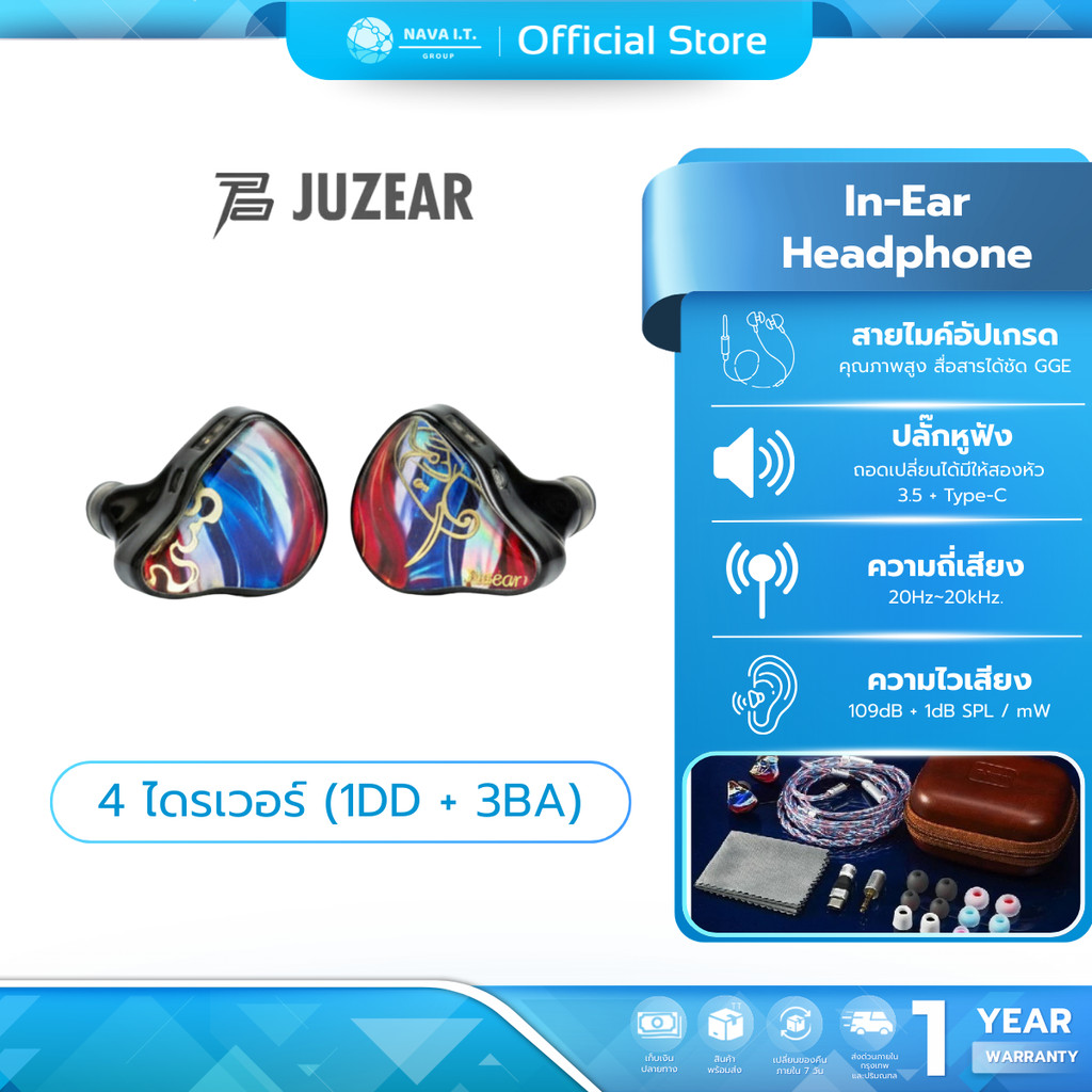 (มีส่งด่วน)JUZEAR DEFIANT THAILAND 4 ไดรเวอร์ 1DD +3BA รับประกัน 1 ปี